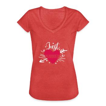 Just Married - Just Married Wedding - Women's Vintage T-Shirt - heather red - Front - Danielle (179cm)