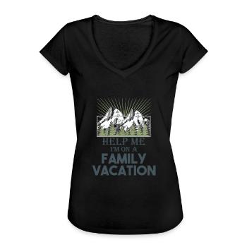 "Help Me I am on a Family Vacation" / Gift / Men - Frauen Vintage T-Shirt - Schwarz - Vorne - Danielle (179cm)