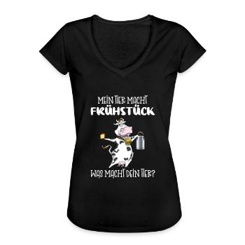 Landwirtschaft Shirt Bauer Landwirt Kühe Rinder - Frauen Vintage T-Shirt - Schwarz - Vorne - Danielle (179cm)