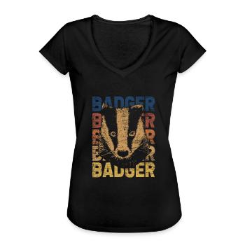 das - Vrouwen Vintage T-shirt - zwart - Voor - Danielle (179cm)
