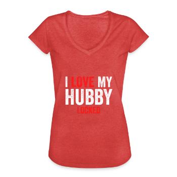 Ich liebe meinen Hubby gesperrt - Frauen Vintage T-Shirt - Rot meliert - Vorne - Danielle (179cm)