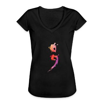 SemiColon-Gesundheits-Selbstmord-Bewusstseins-Entwurf - Frauen Vintage T-Shirt - Schwarz - Vorne - Danielle (179cm)