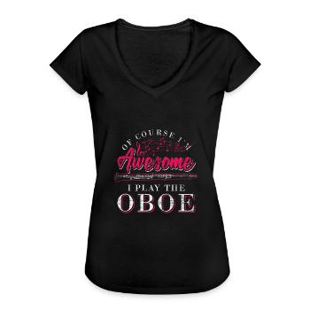 Oboe Geschenkidee - Frauen Vintage T-Shirt - Schwarz - Vorne - Danielle (179cm)