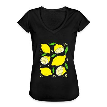 Sparkling sour lemons - Women's Vintage T-Shirt - black - Front - Danielle (179cm)