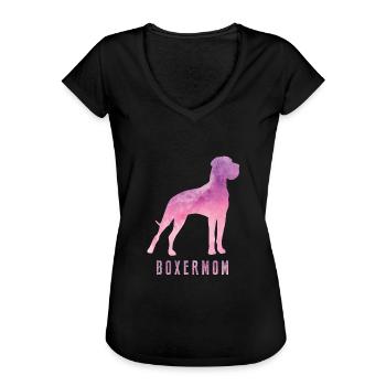 Boxer Mama Hunde liebe Deutsche Boxer Fan Geschenk - Frauen Vintage T-Shirt - Schwarz - Vorne - Danielle (179cm)