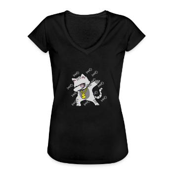 Cat dab gift - Women's Vintage T-Shirt - black - Front - Danielle (179cm)