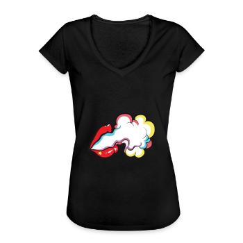 Lippen Smoke Rauch - Frauen Vintage T-Shirt - Schwarz - Vorne - Danielle (179cm)