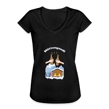 Hüttengaudi - Frauen Vintage T-Shirt - Schwarz - Vorne - Danielle (179cm)