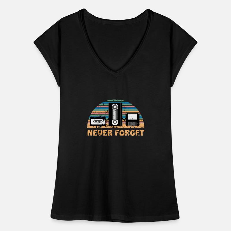 Never Forget Retro Diskette Videokassette Geschenk Frauen Vintage T-Shirt