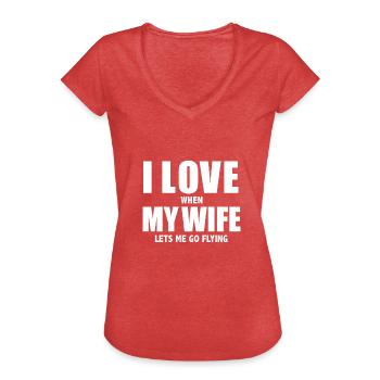Aimer ma femme quand elle me laisse aller voler fouette - T-shirt vintage Femme - rouge chiné - Devant - Danielle (179cm)