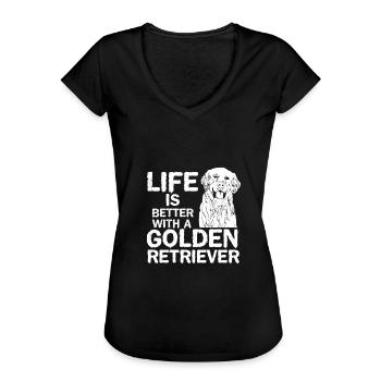 Golden Retriever livet - Vintage-T-skjorte for kvinner - svart - Foran