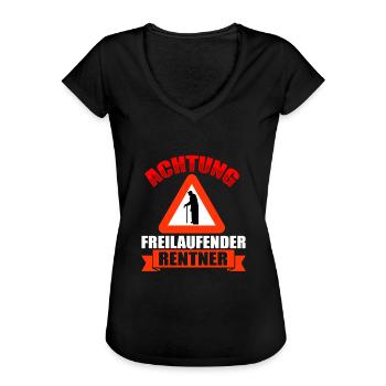 ATTENTION retraité libre - T-shirt vintage Femme - noir - Devant - Danielle (179cm)