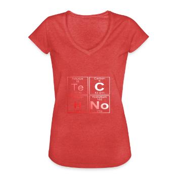 Techno Elemente T-Shirt Periodensystem der Element - Frauen Vintage T-Shirt - Rot meliert - Vorne - Danielle (179cm)