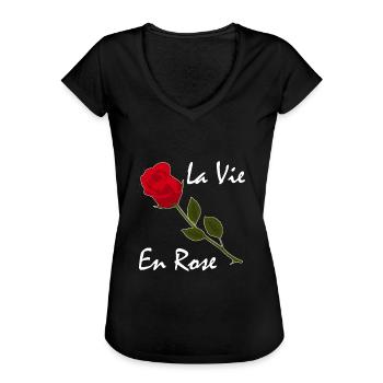 La Vie En Rose T-Shirt Lunettes roses Life in Ro - T-shirt vintage Femme - noir - Devant - Danielle (179cm)