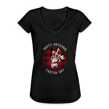 National Tartan Day Scotland bagpipe gift - Women's Vintage T-Shirt - black - Front - Danielle (179cm)