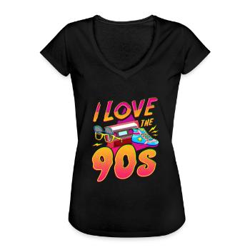 I Love the 90s 90er Jahre - Frauen Vintage T-Shirt - Schwarz - Vorne - Danielle (179cm)
