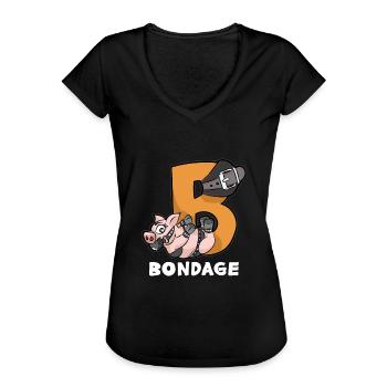 BONDAGE BDSM Fesseln Fetisch Handschellen Sex - Frauen Vintage T-Shirt - Schwarz - Vorne - Danielle (179cm)