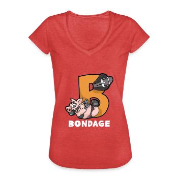 BONDAGE BDSM Fesseln Fetisch Handschellen Sex - Frauen Vintage T-Shirt - Rot meliert - Vorne - Danielle (179cm)
