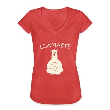 Llamaste Yoga - Women's Vintage T-Shirt - heather red - Front - Danielle (179cm)
