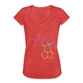 LSD Structural Formula T-Shirt Acid Hallucinogen Psy - Women's Vintage T-Shirt - heather red - Front - Danielle (179cm)