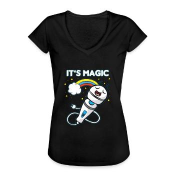 MAGIC WAND VIBRATOR Masturbieren Feministin - Frauen Vintage T-Shirt - Schwarz - Vorne - Danielle (179cm)