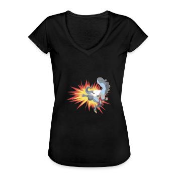 Dinosaurier T-Rex macht Karate - Frauen Vintage T-Shirt - Schwarz - Vorne - Danielle (179cm)