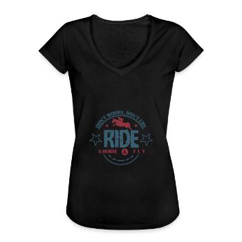 Citation de citations de chevaux - T-shirt vintage Femme - noir - Devant - Danielle (179cm)