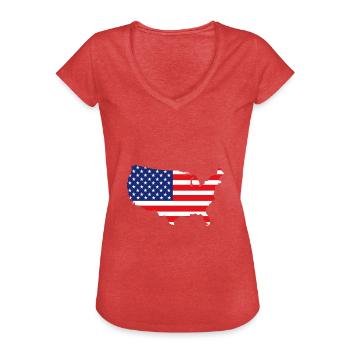 USA Map - Women's Vintage T-Shirt - heather red - Front - Danielle (179cm)