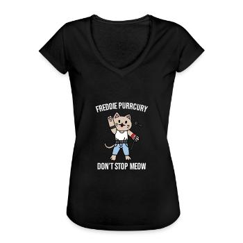 Freddie Purrcury don't stop meow cat gift - Frauen Vintage T-Shirt - Schwarz - Vorne - Danielle (179cm)