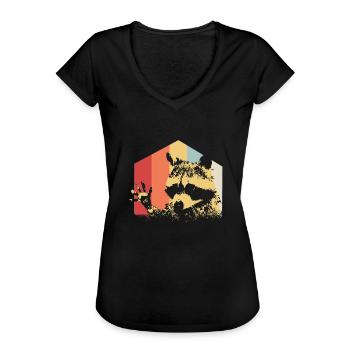 Raton laveur Vintage - T-shirt vintage Femme - noir - Devant - Danielle (179cm)