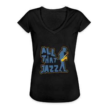 Saxophon - Frauen Vintage T-Shirt - Schwarz - Vorne - Danielle (179cm)
