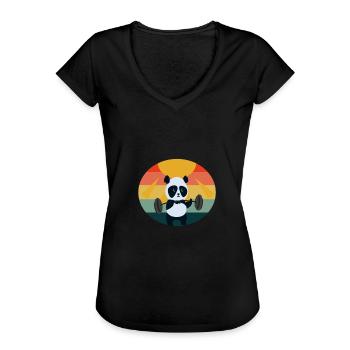 Levée de poids Panda Sunset - T-shirt vintage Femme - noir - Devant - Danielle (179cm)