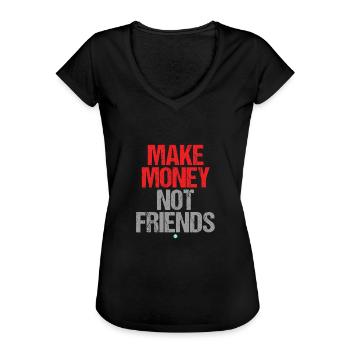 Gagner de l'argent, pas des amis - T-shirt vintage Femme - noir - Devant - Danielle (179cm)
