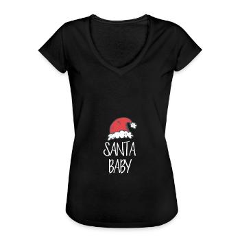 Mama Schwangerschaft schwanger Baby Weihnachten - Frauen Vintage T-Shirt - Schwarz - Vorne - Danielle (179cm)