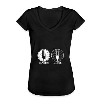 Vork plastic metalen vork vork hand grap cadeau - Vrouwen Vintage T-shirt - zwart - Voor