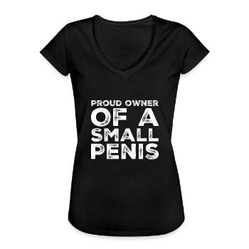 Stolzer Inhaber eines kleinen Penis-lustigen Gag-Geschenks - Frauen Vintage T-Shirt - Schwarz - Vorne - Danielle (179cm)