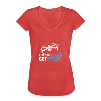 Pilote de drone j'aime bien devenir opérateur quadricoptère de haut niveau - T-shirt vintage Femme - rouge chiné - Devant - Danielle (179cm)