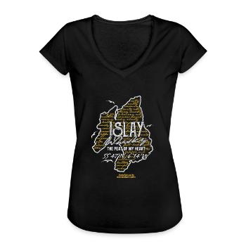 Whisky Islay Spruch Peat Of My Heart - Frauen Vintage T-Shirt - Schwarz - Vorne - Danielle (179cm)