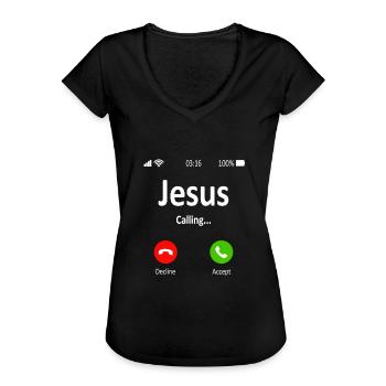 Jesus nennt lustiges religiöses Geschenk - Frauen Vintage T-Shirt - Schwarz - Vorne