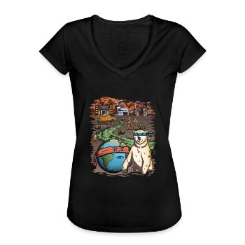 Sauvez le monde ! - T-shirt vintage Femme - noir - Devant - Danielle (179cm)