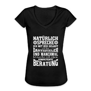 Darts Darten Dart Dartboard Spruch Lustig - Frauen Vintage T-Shirt - Schwarz - Vorne