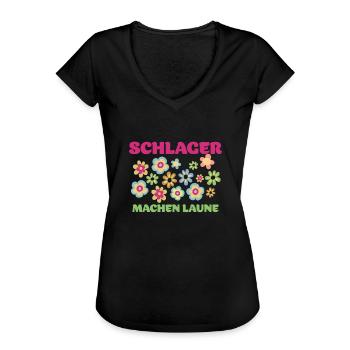 Schlager machen Laune - Frauen Vintage T-Shirt - Schwarz - Vorne - Danielle (179cm)