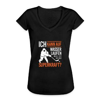 Eis Puck Mannschaft Eishockey Hockey Hockeyfan - Frauen Vintage T-Shirt - Schwarz - Vorne
