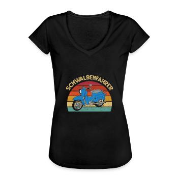 Schwalbenfahrer Simsonfahrer Schwalbe Simson KR51 - Frauen Vintage T-Shirt - Schwarz - Vorne - Danielle (179cm)