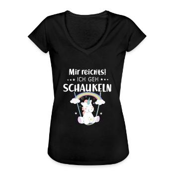 Mir reichts! Ich geh schaukeln Einhorn - Frauen Vintage T-Shirt - Schwarz - Vorne - Danielle (179cm)