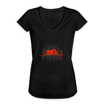 Simson Moped S51 voiture classique cadeau rouge - T-shirt vintage Femme - noir - Devant - Danielle (179cm)