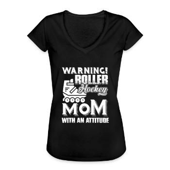 Roller Hockey Mom Mit Haltung - Frauen Vintage T-Shirt - Schwarz - Vorne - Danielle (179cm)