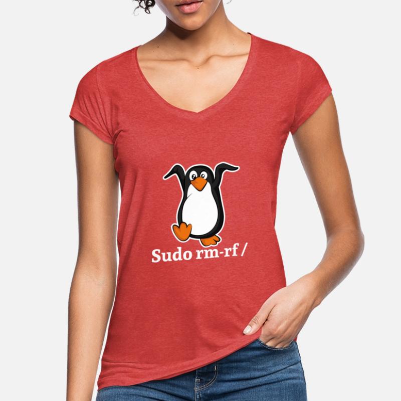 Tux Linux Penguin Sudo Rm Rf | Computer Geek Hack Women's Vintage T-Shirt