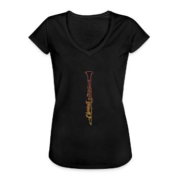 Klarinette Blasinstrument Musikinstrument Geschenk - Frauen Vintage T-Shirt - Schwarz - Vorne - Danielle (179cm)