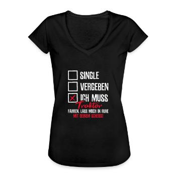 Single Traktor Bauer Farmer - Frauen Vintage T-Shirt - Schwarz - Vorne